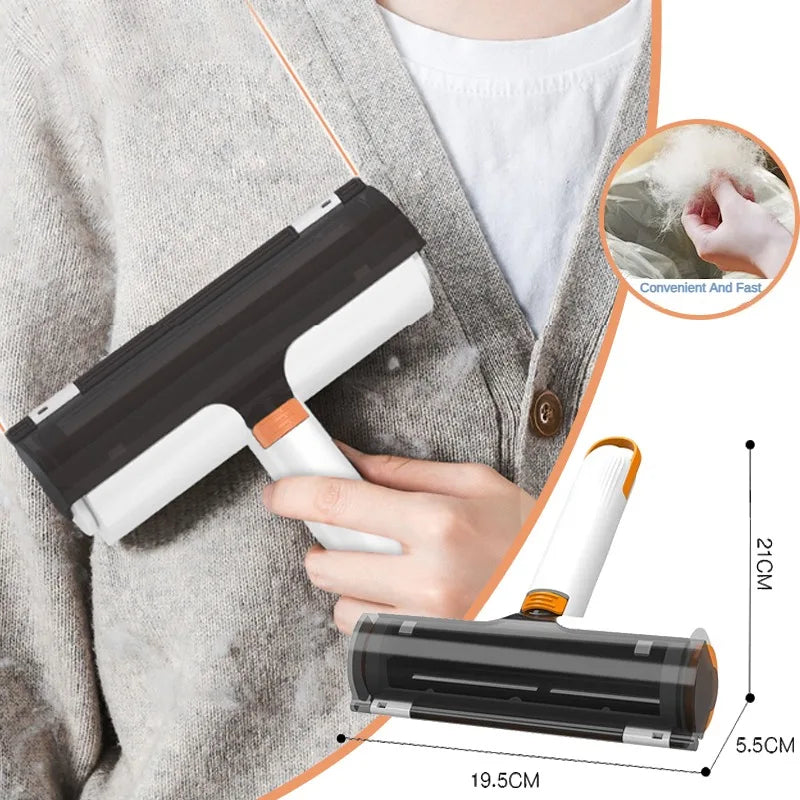 Pet hair remover roller used on clothing with dimensions