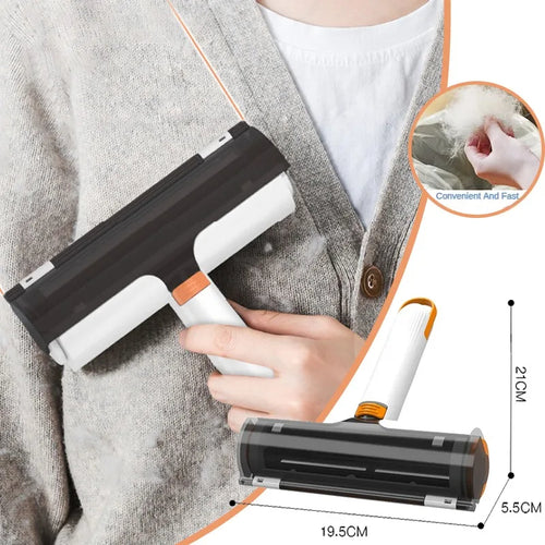 Pet hair remover roller used on clothing with dimensions