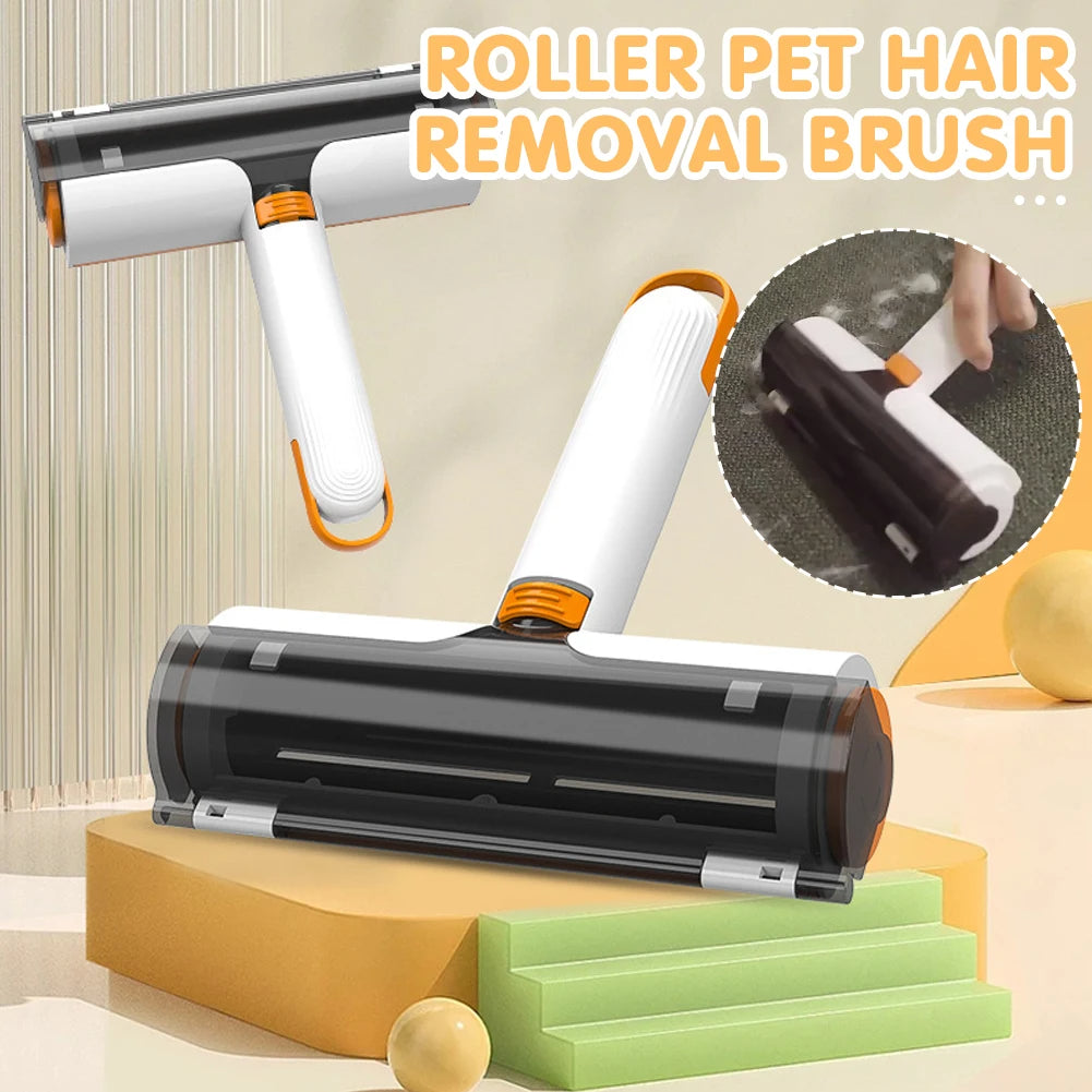 BarkMiles white and orange washable pet hair remover roller