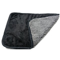 BarkMiles black and gray waterproof dog travel blanket with plush outer side and sherpa-style underside